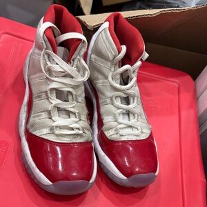 Jordan 11 Kids Sneakers Red and White Size 6.5